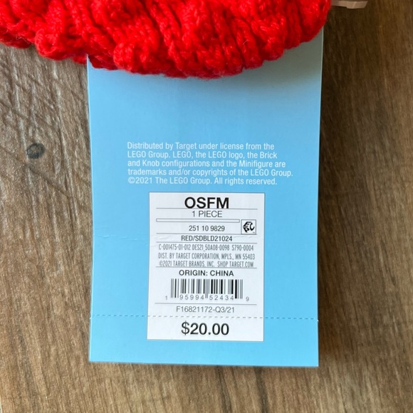 Lego Knit Red Adult Cuffed Beanie Hat - Picture 5 of 8